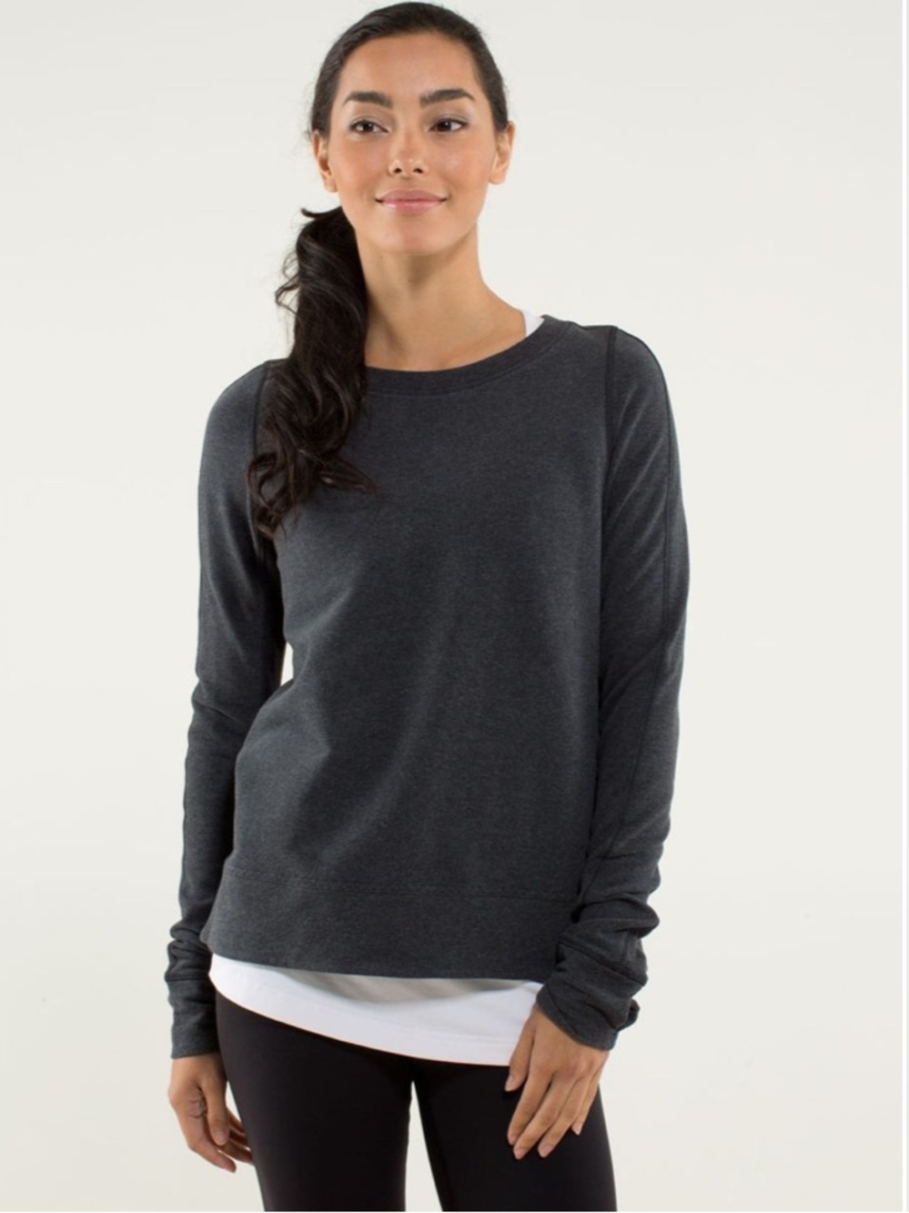 Lululemon Exhalation Pullover Heathered Black / Black Gray size 4/6 fit - Picture 2 of 16